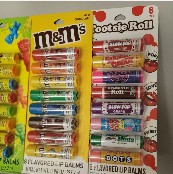 Sour Patch Kids Tootsie Roll M&M’s Lip Balm 8-pack- Lot of 3=24 Taste beautify - Picture 3 of 4